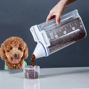 1.5kg To 2kg Pet Food Storage Container With Measuring Cup Sealed Moisture Proof Jar For Dogs And Cats