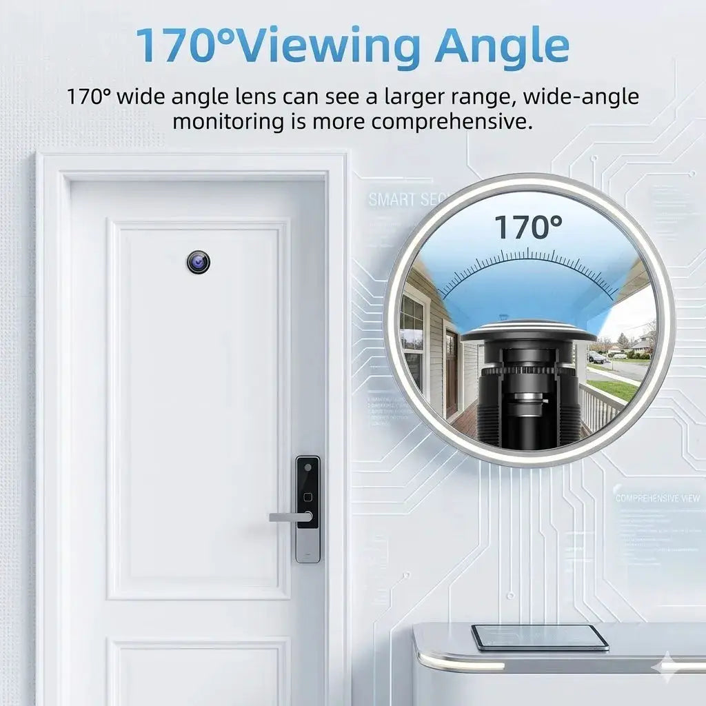 Simples Market 3MP 2K WiFi Video Door Viewer Peephole Camera, white, 170° wide-angle