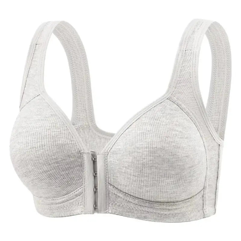 Fallsweet seamless front-closure bra for women, light gray wire-free full-coverage bralette by Simples Market