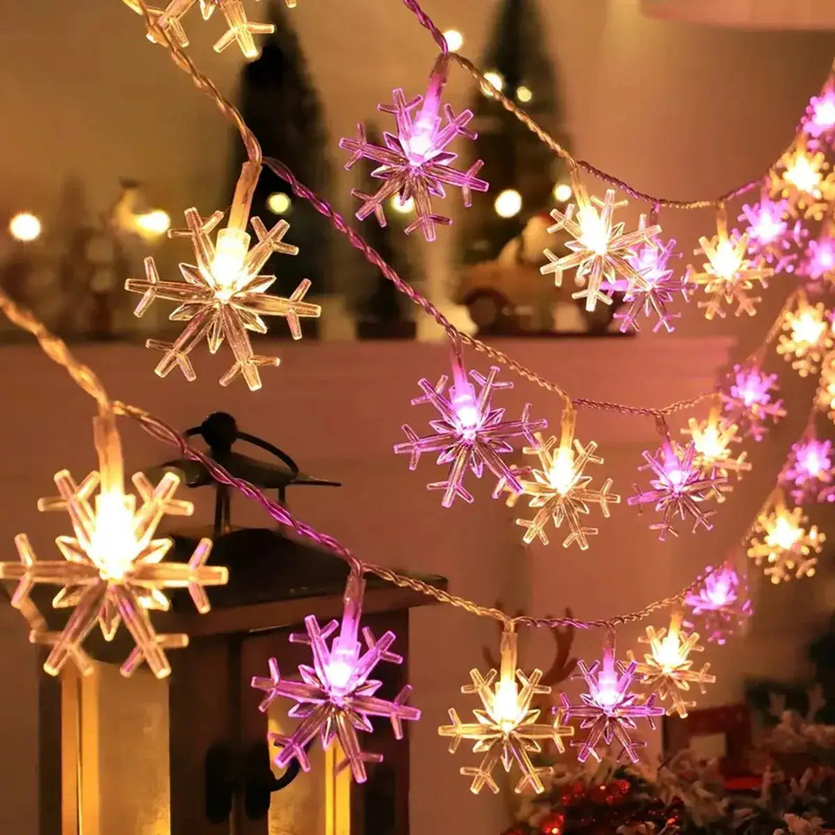 LED Christmas Snowflake String Light 1pc Indoor Outdoor Hanging Decor Fairy Atmosphere Lamp For Garden Party