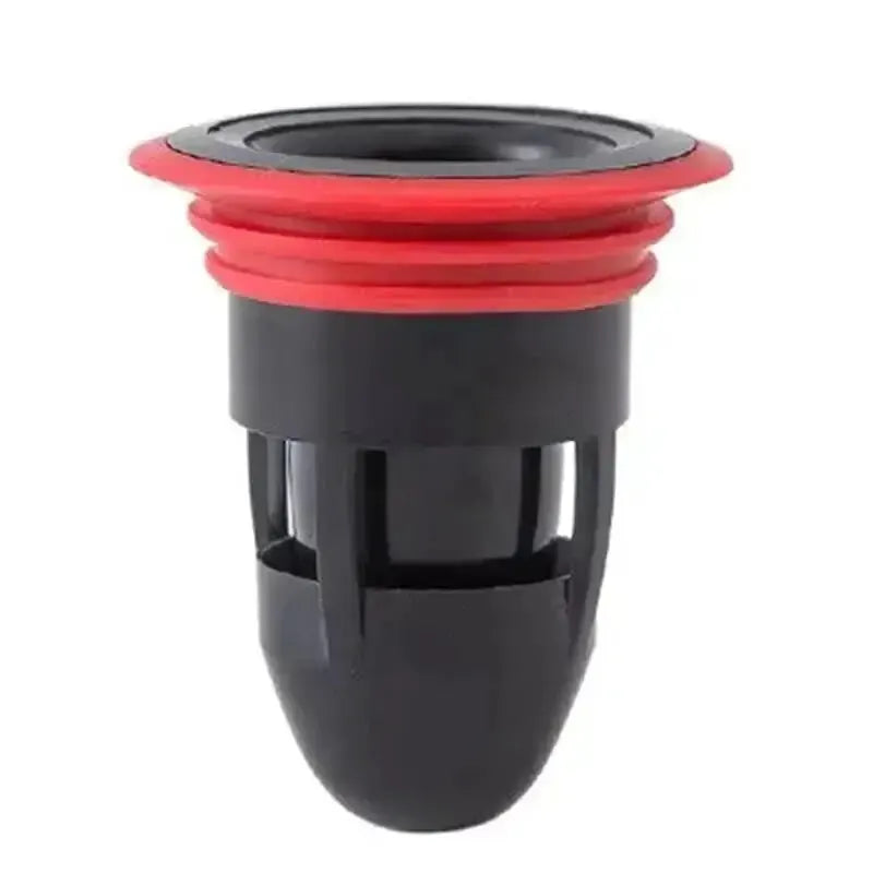 Simples Market floor drain anti-odor core with red sealing rings, black plastic body