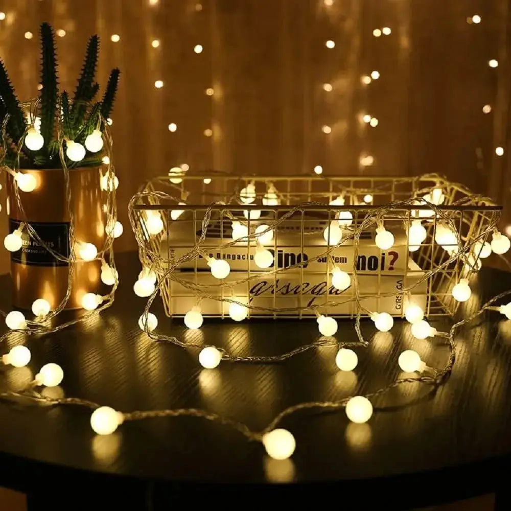 Garland Lights Outdoor 10M USB Battery Powered Ball LED String Lights For Weddings Gardens And Christmas Decoration
