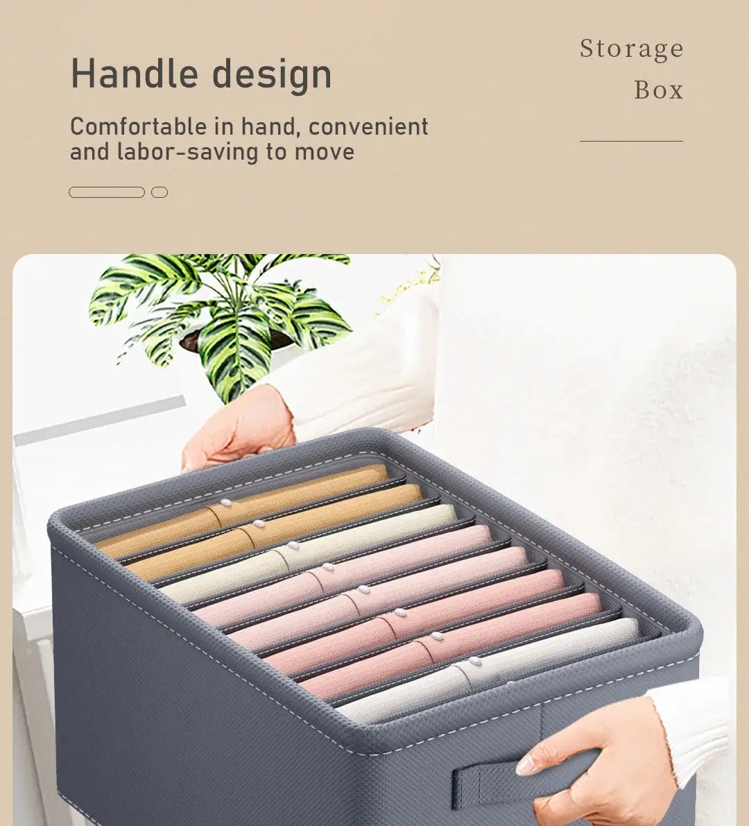 Simples Market Thickened Pants Storage Box, 9-grid foldable organizer in grey with pastel inserts