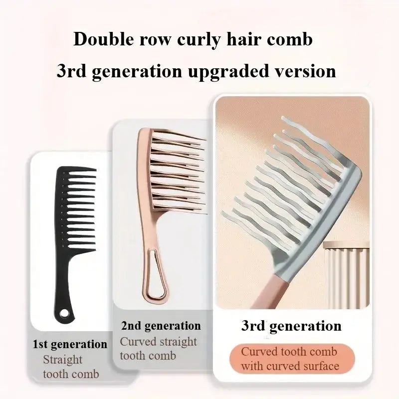 Dual Wide Tooth Hair Comb For Long Curls And Voluminous Styles, Curly Hair Management, Scalp Massage, Elegant Hair Care