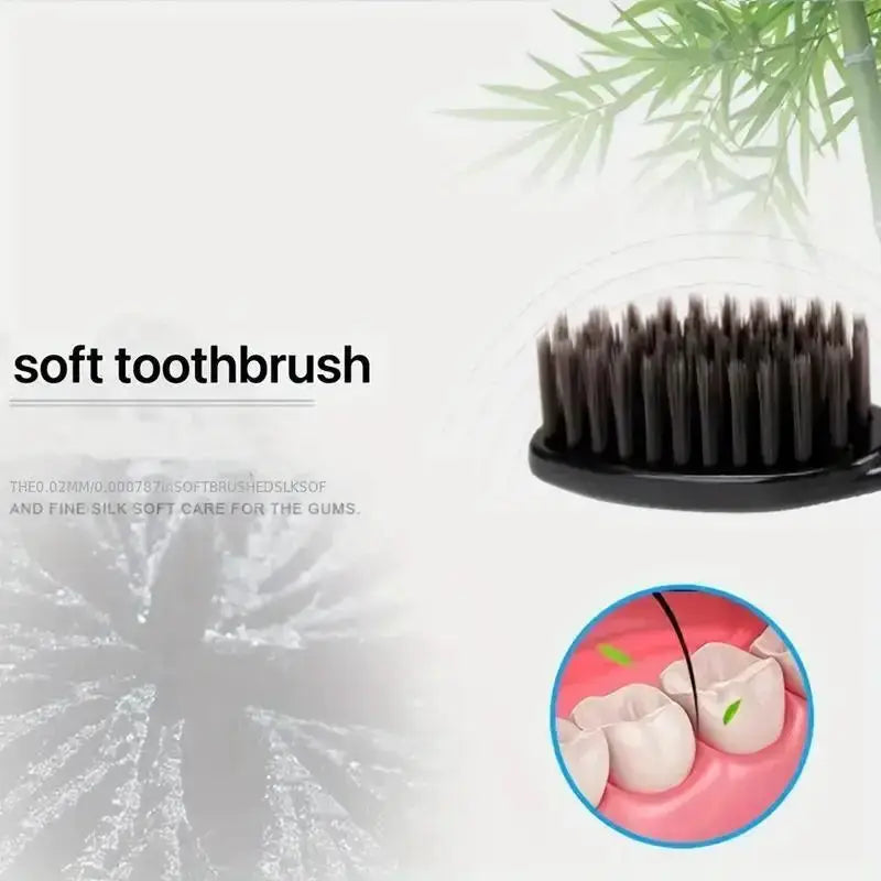 PureZen Bamboo Charcoal Nano Toothbrushes 10 Pack Ultra Soft Bristles For Gentle Gum Care And Antibacterial Protection