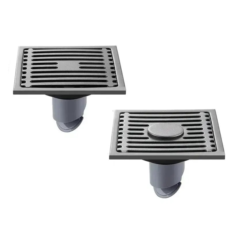 10cm square stainless steel floor drain by Simples Market with removable cover, anti-odor (2 pcs)