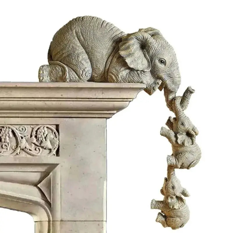 3 Pcs Set Cute Elephant Hug Baby Doll Resin Handicraft Figurines For Home Decor Gift Decorative Miniatures Accessories