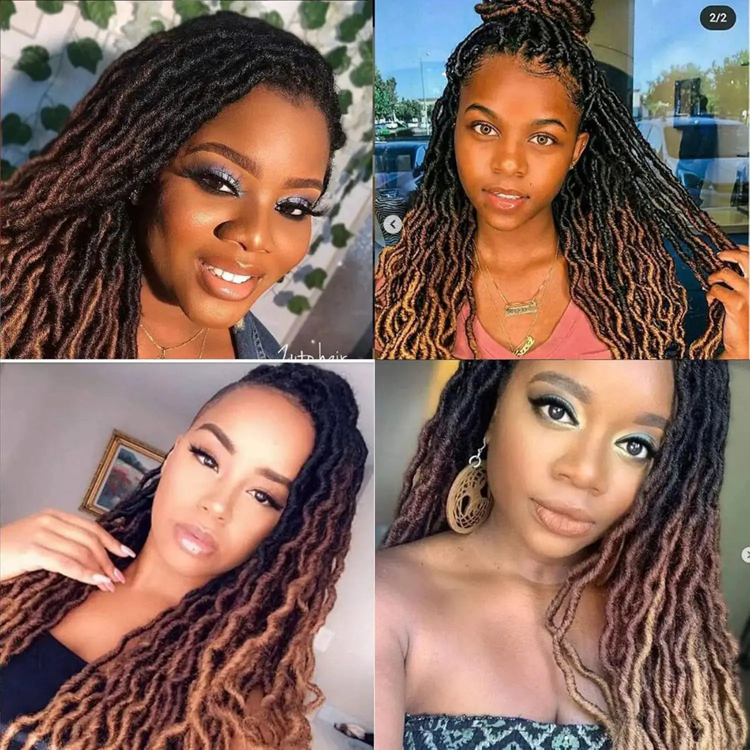 Goddess faux locs crochet hair, 18/24in, 3-tone wavy dreadlocks, 6-pack bundle Simples Market