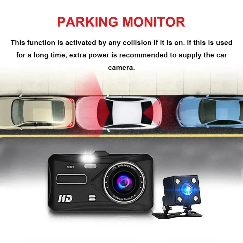 Simples Market dashcam car DVR, black; front camera with blue LED accessory