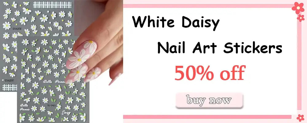 Nail art stickers White Daisy sheet by Simples Market for manicure decor