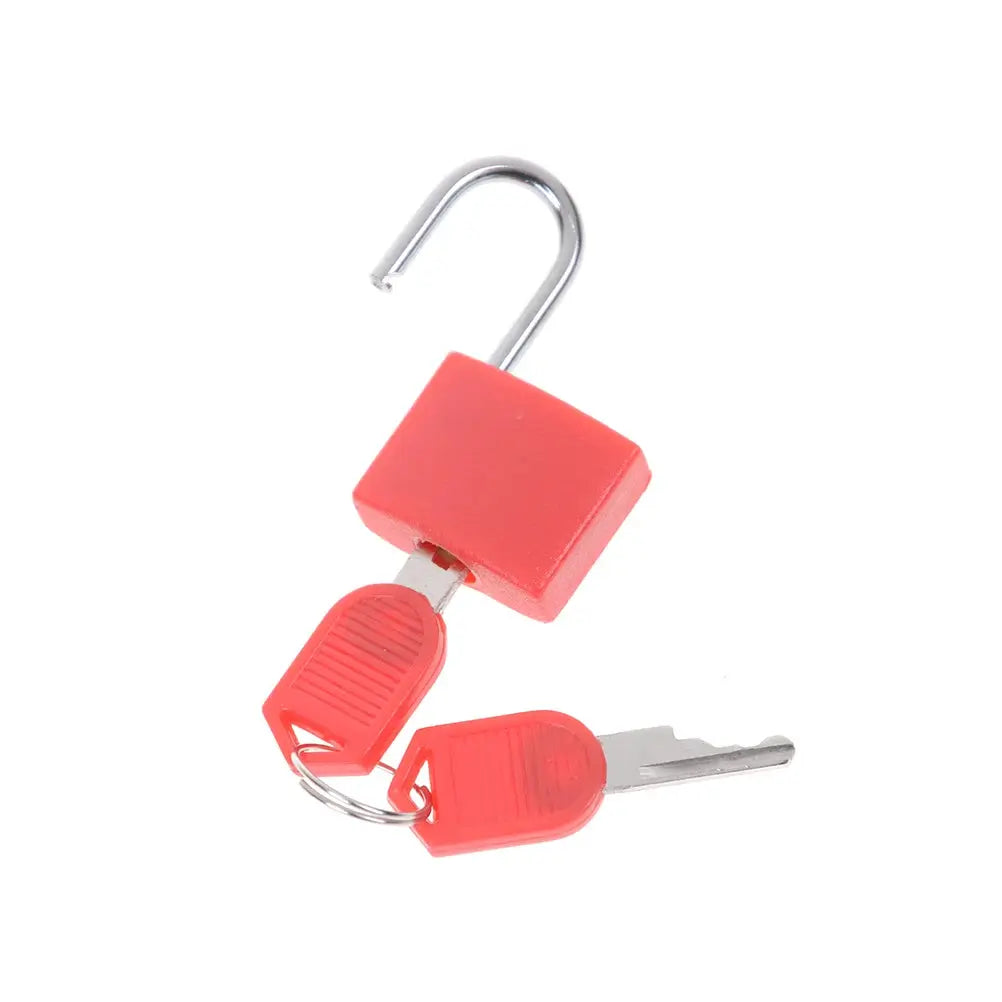 Red mini steel padlock with two keys by Simples Market, travel anti-theft lock