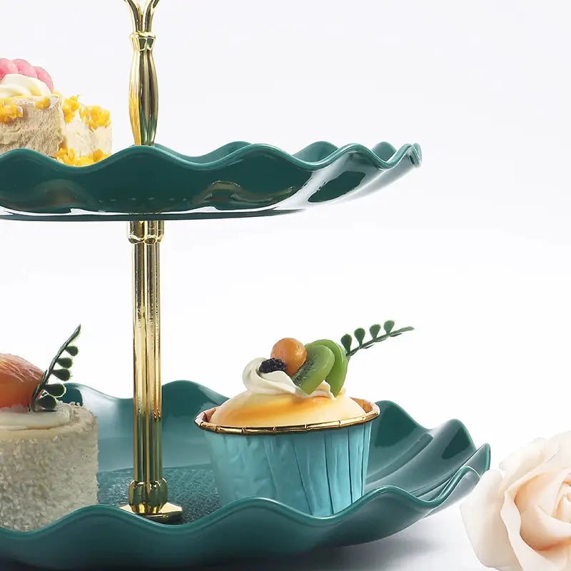 Double Layer Cake Stand Round Dessert Display For Weddings Parties