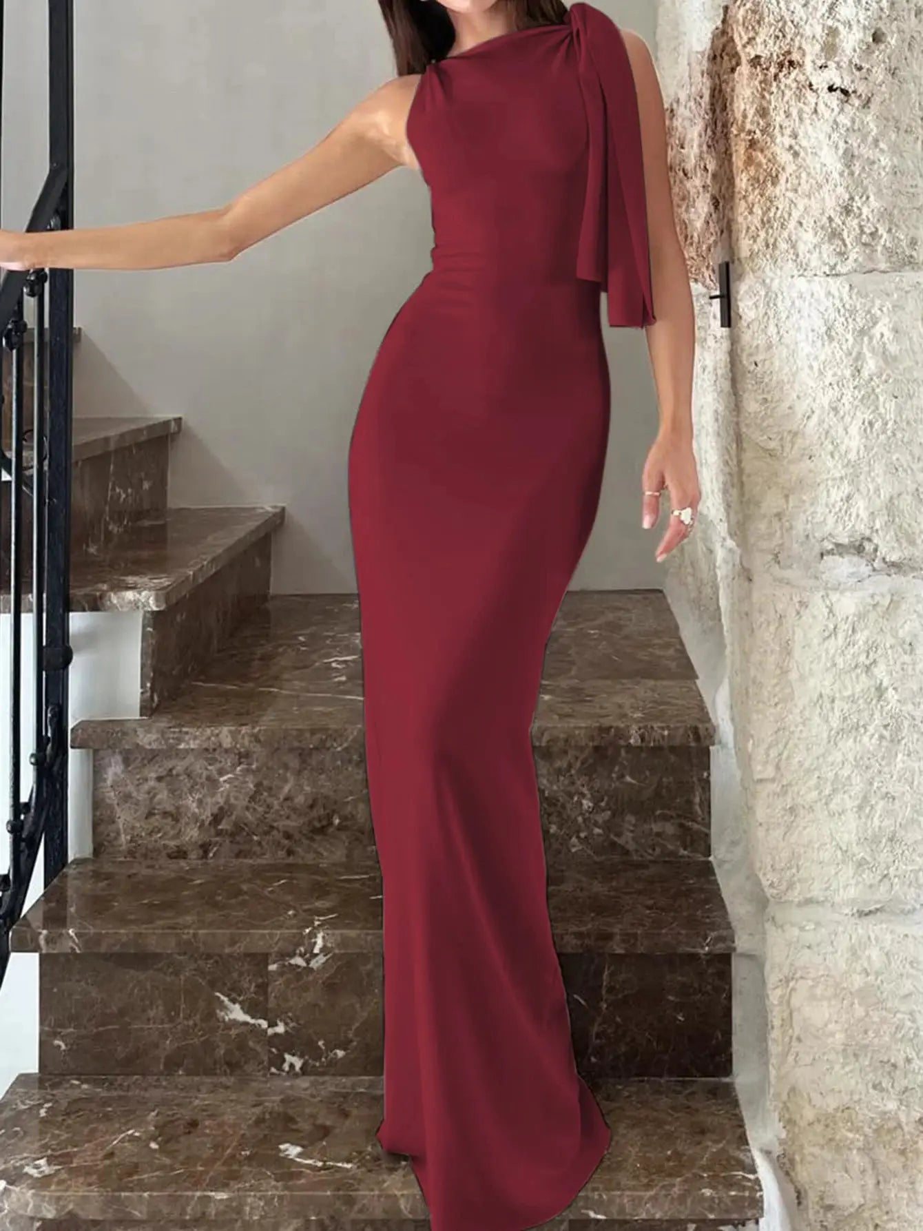 Hugcitar O Neck Sleeveless Patchwork Bodycon Maxi Dress Y2K Party