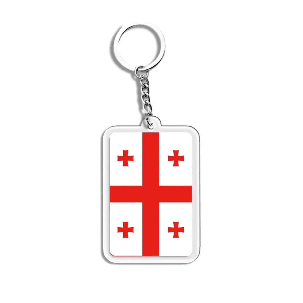 National Flags Keychain Set With Glass Inlay Ten Flags Zinc Alloy