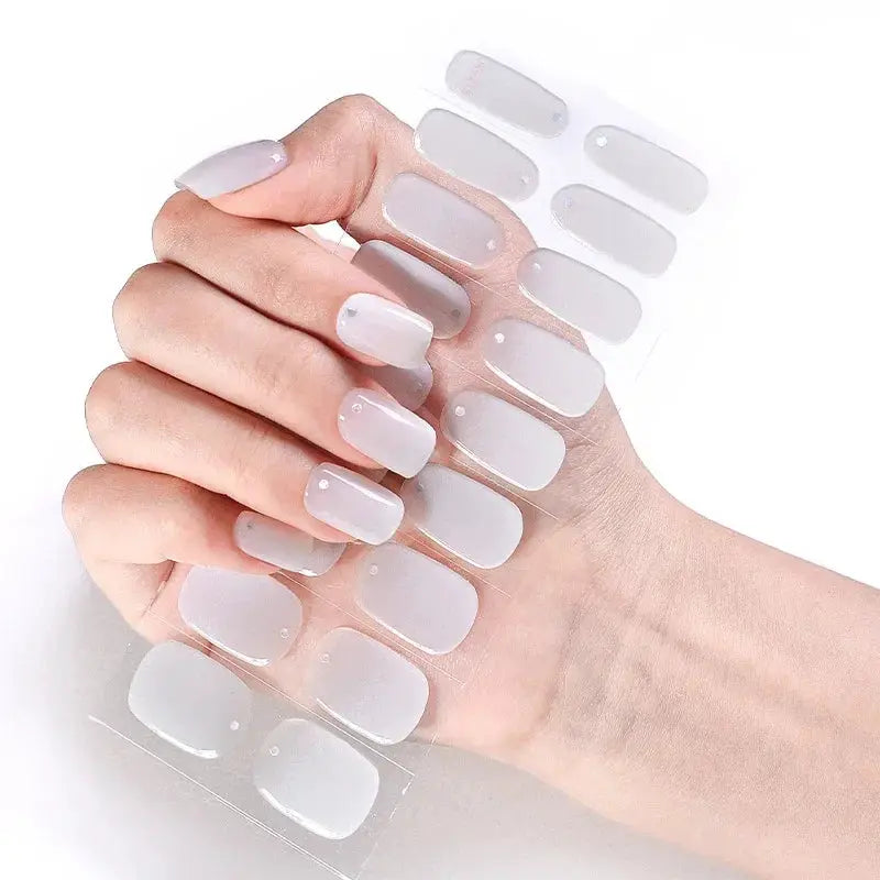 NailLux Semi Cured Nail Wraps For 16 To 20 Tips Easy Full Cover Adhesive Press On Nails Gel Finish UV LED Compatible