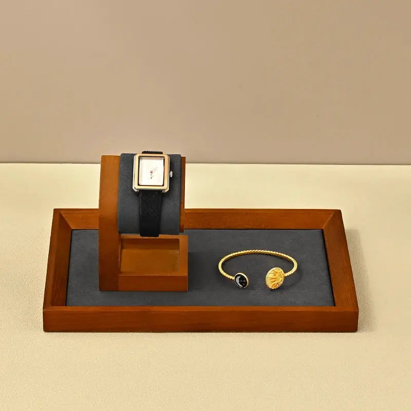 WoodTen Solid Wood Watches Display Stand Elegant Jewelry Organizer For Watches Necklaces Bracelets Bangles