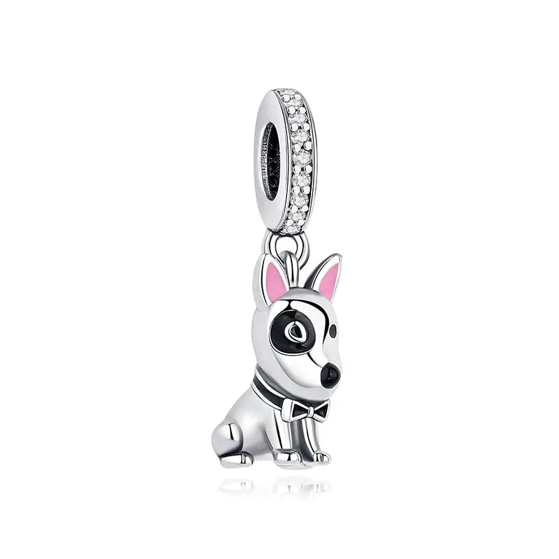 925 Sterling Silver Paw Print Charm Beads for Dogs and Cats Jewelry Pendant Fit for Bracelets Necklaces DIY Projects