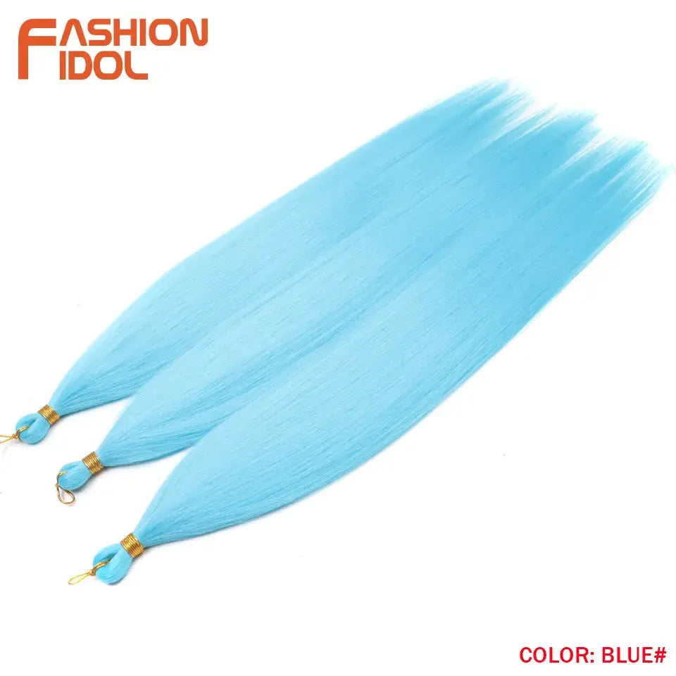 3-pack blue 28in Ariel straight pony hair crochet braid bundles, synthetic braiding hair by Fashion Idol