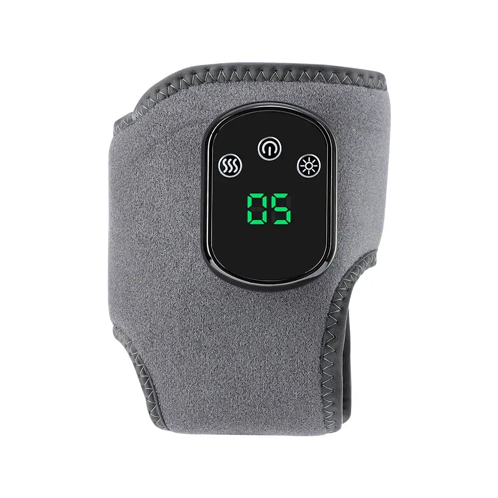 Simples Market electric foot massager with heat and vibration; grey breathable fabric ankle wrap with digital display