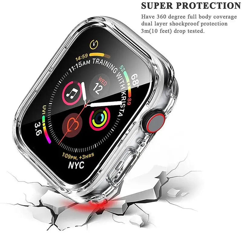 Simples Market Apple Watch tempered glass case, clear bumper protector for 40–45mm Series 9/8/7/6/5/4/SE