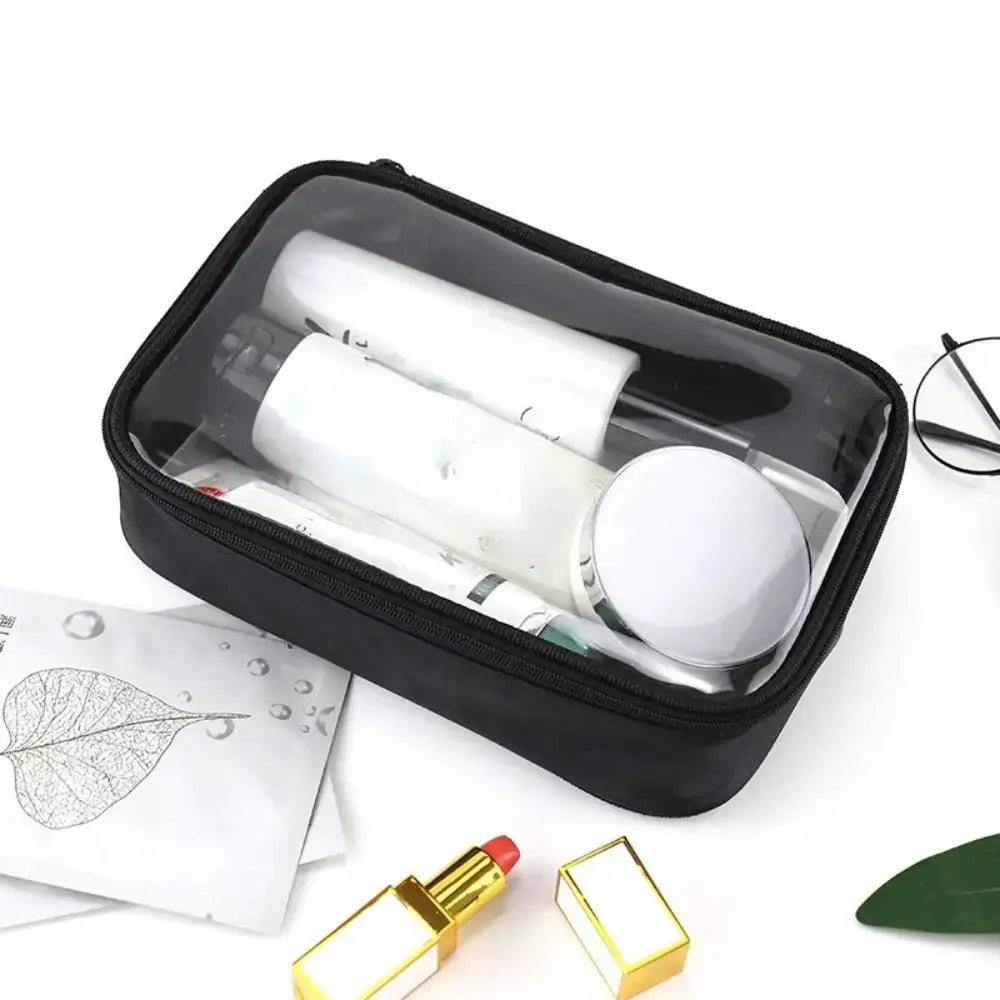 Transparent Travel Makeup Bag Zippered Waterproof Clear Cosmetic Organizer For Women Toiletries Kit