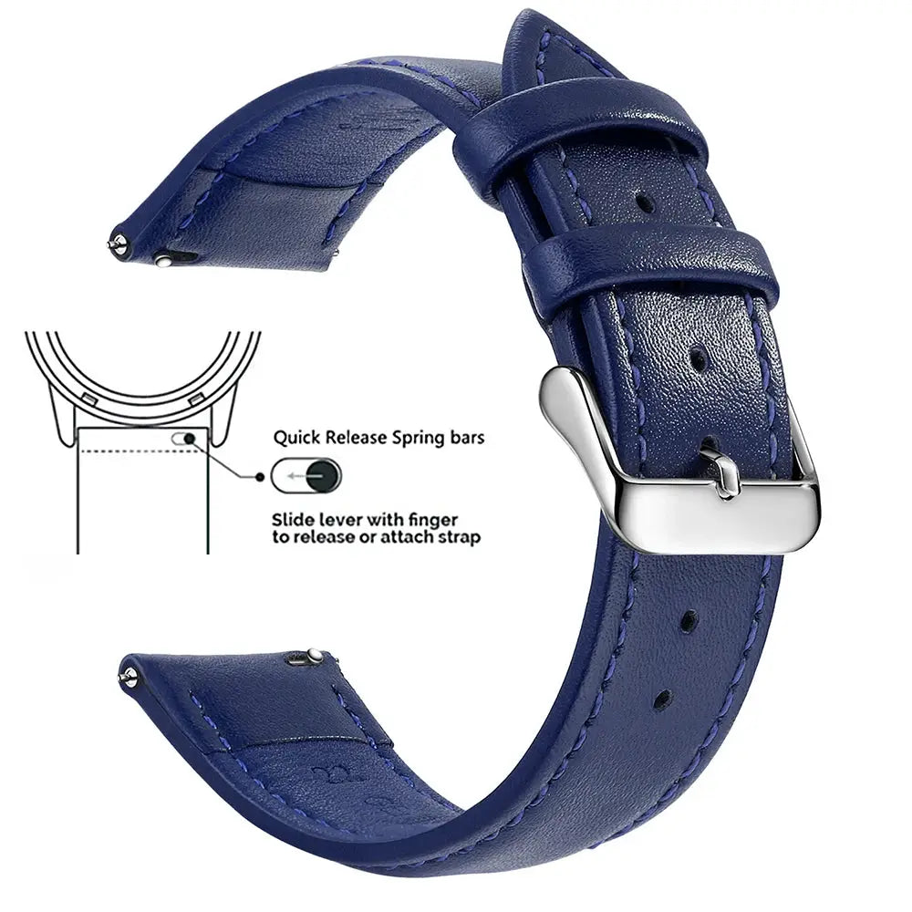 Timely Top Grain Genuine Leather Watch Band Quick Release For Easy Swaps Fits 12 To 24 Mm