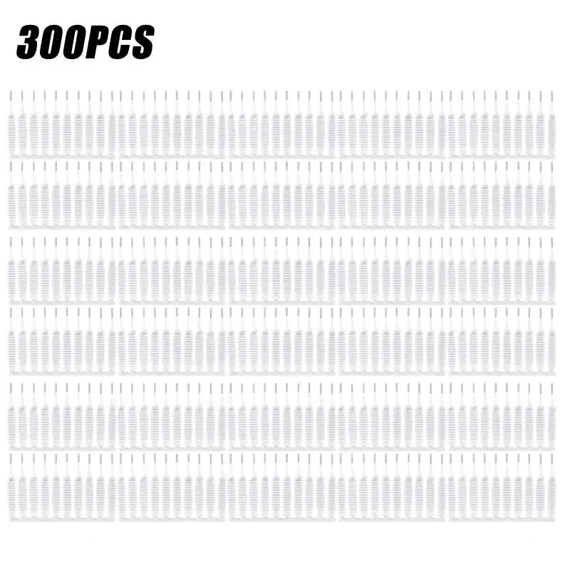 Shower cleaning brush heads, 300pcs, micro nylon bristles, white
