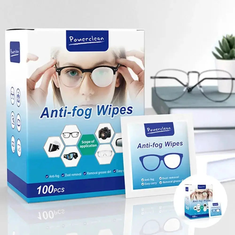 SureView Glasses Cleaner Wipes Disposable Anti Fog Microfiber Lens And Screen Cleaning 100 Count Box
