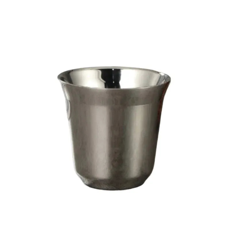 Stainless Steel Double Wall Insulated Cup 80ml Flat Bottom Capsule Coffee Cup With Inner Tank