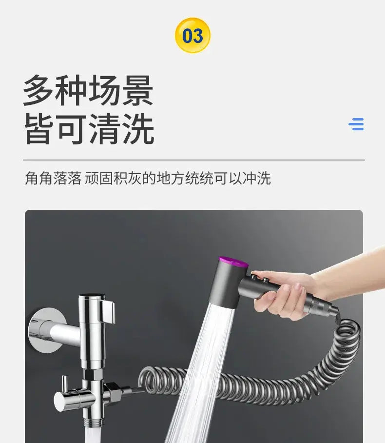 Simples Market bathroom bidet spray gun with 2-mode handheld sprayer and chrome faucet hose