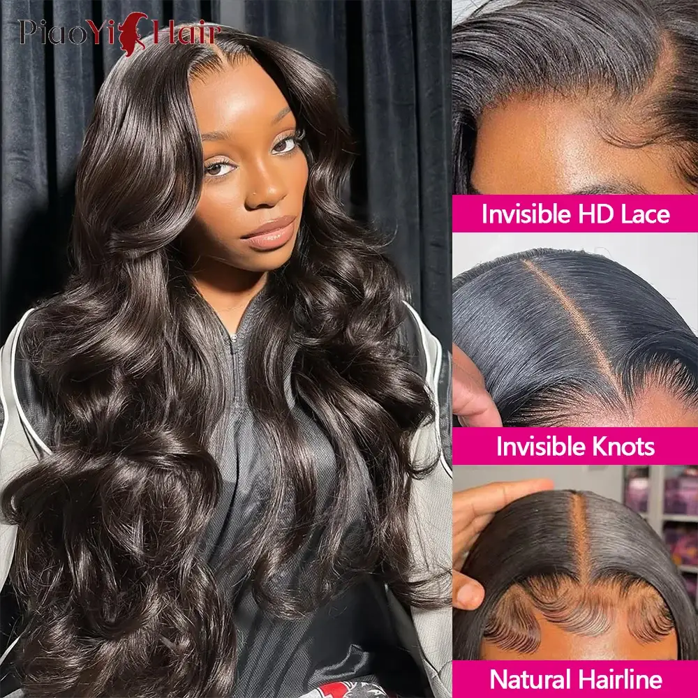 PiaoYi Hair Body Wave lace front wig, Brazilian human hair, HD lace