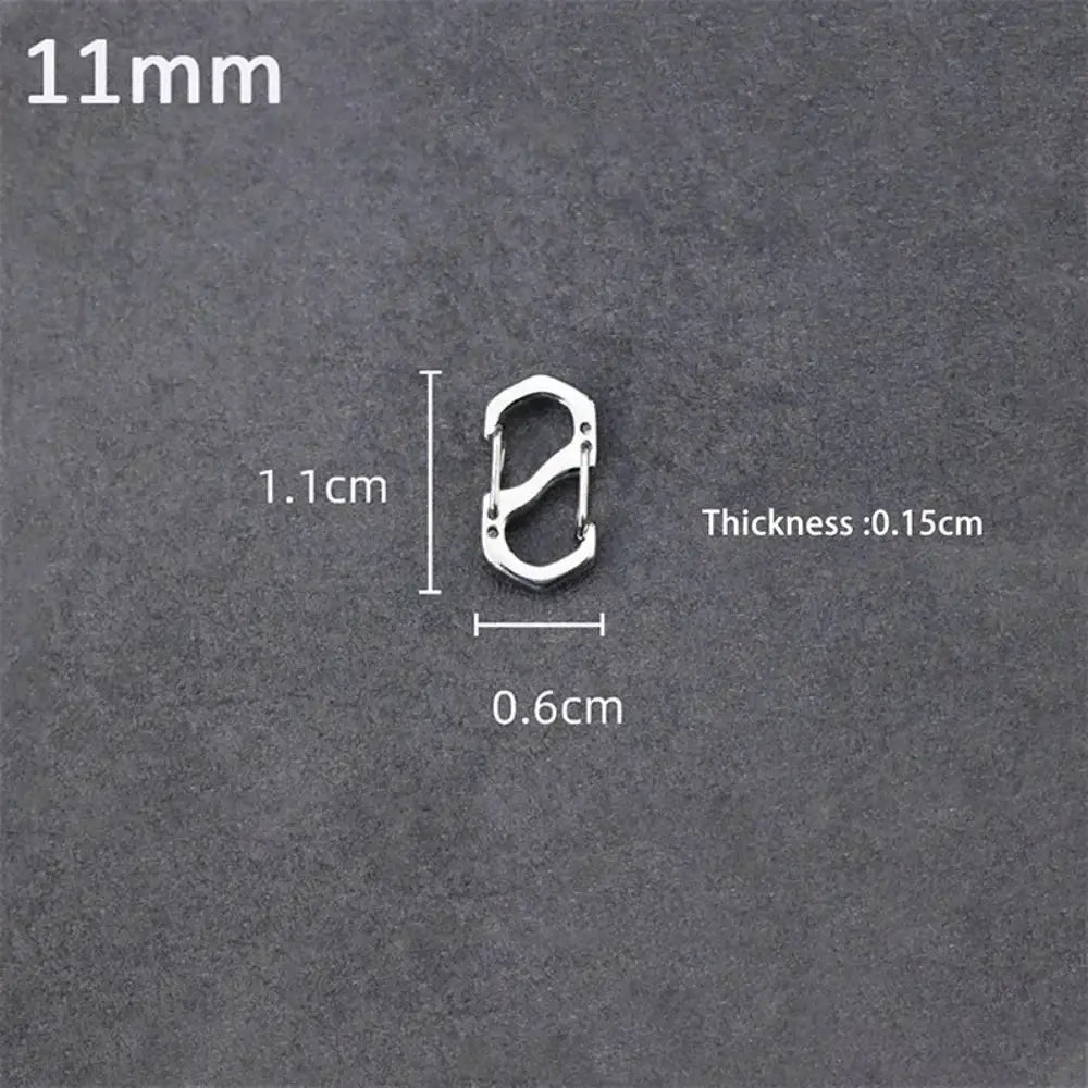 10pcs stainless steel S-type lock carabiners, 11mm, silver, for jewelry accessories