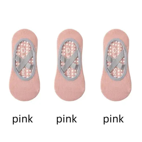 Three Pairs Professional Women Yoga Socks Silicone Anti Slip Backless Breathable Bandage For Yoga Pilates Ballet Sport