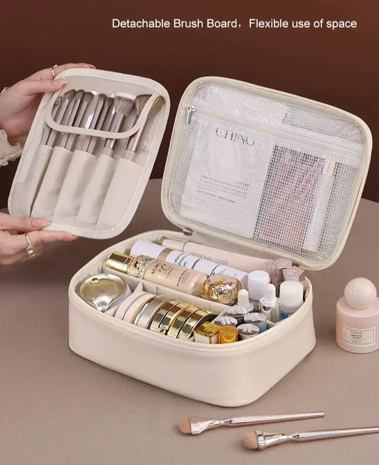 LuxeLine Double Layer Luxury Cosmetic Bag Large Capacity Travel Organizer For Women