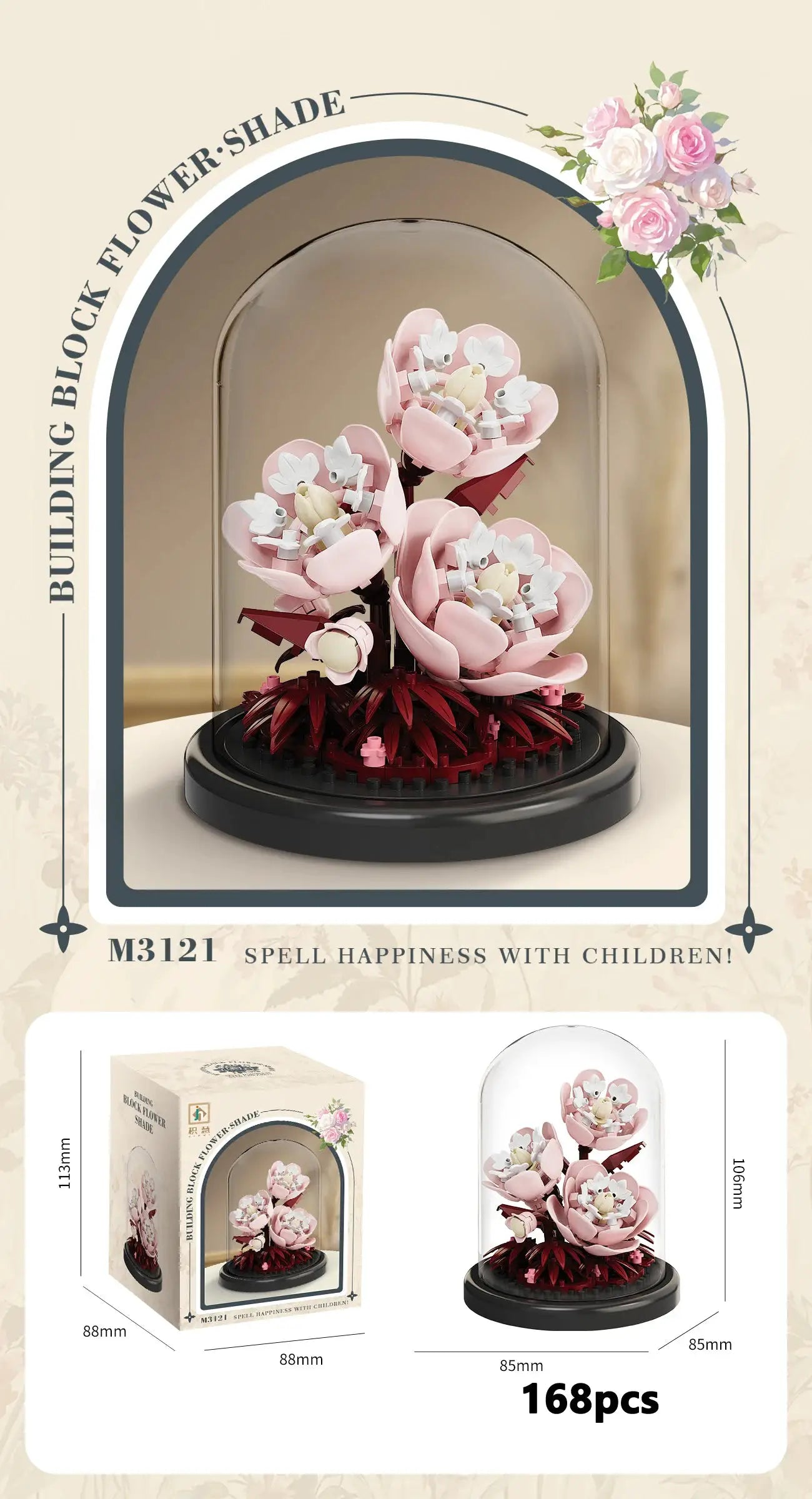 Eternal Flower Bouquet Bonsai Micro Building Blocks Model Home Decoration Puzzle Toy Gift For Kids Birthday Christmas