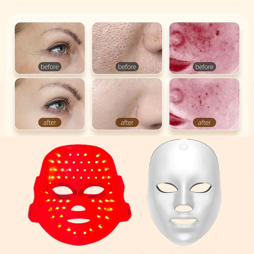 Rechargeable LED Facial Mask Seven Color Photon For Skin Rejuvenation