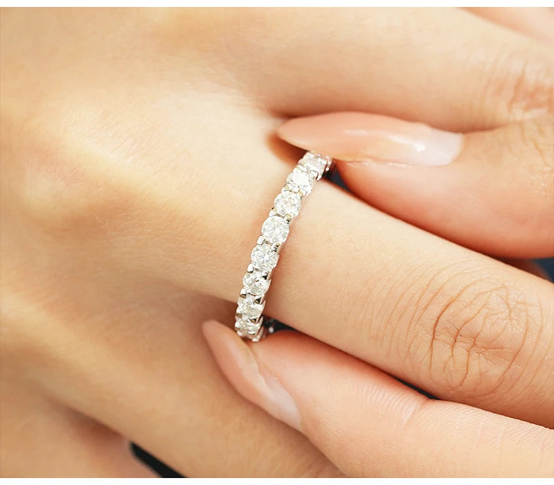 So-Bling S925 Sterling Silver ring with cubic zirconia stones, women's eternity wedding band by Simples Market