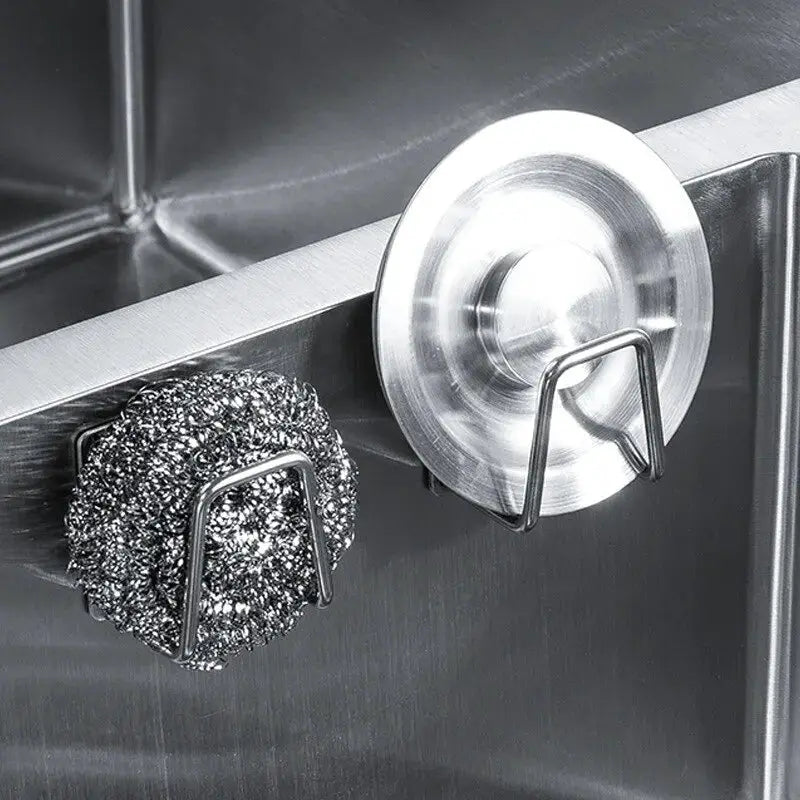 Stainless Steel Sink Sponge Holder Rack For Kitchen Countertop Dishcloth Rag Organizer One Piece
