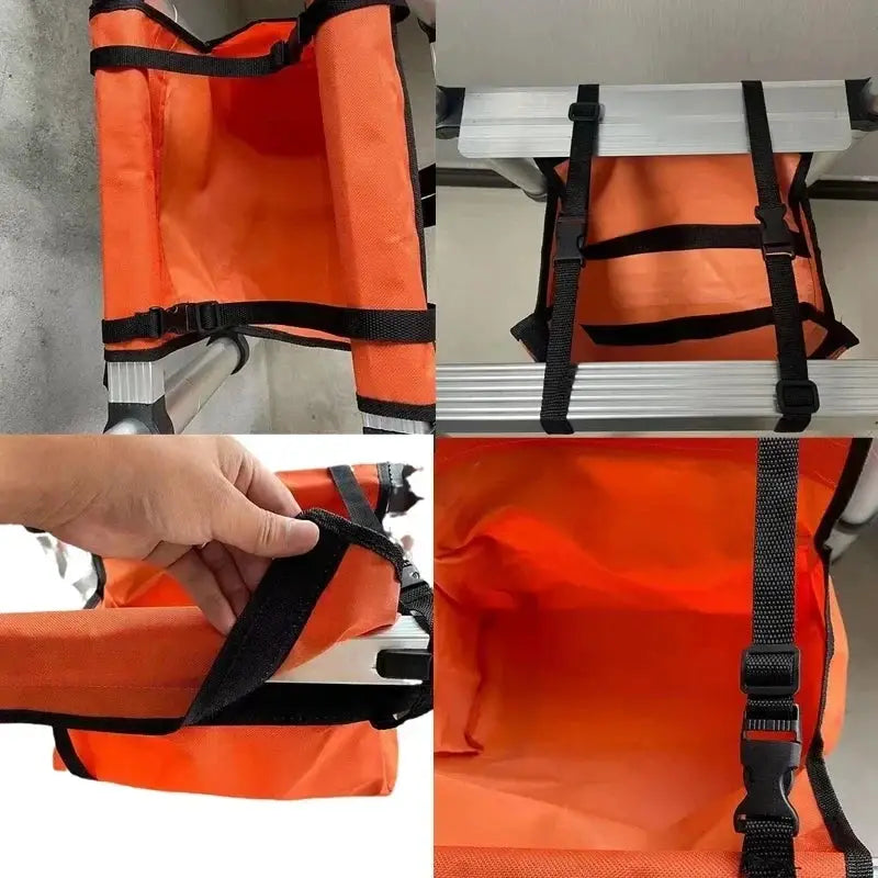 Folding ladder tool storage bag orange Oxford cloth by Simples Market with black straps