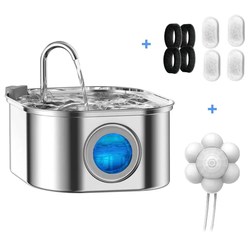 3.2L Stainless Steel Pet Water Feeder Auto Cat Fountain And Smart Dog Water Dispenser With Visual Window
