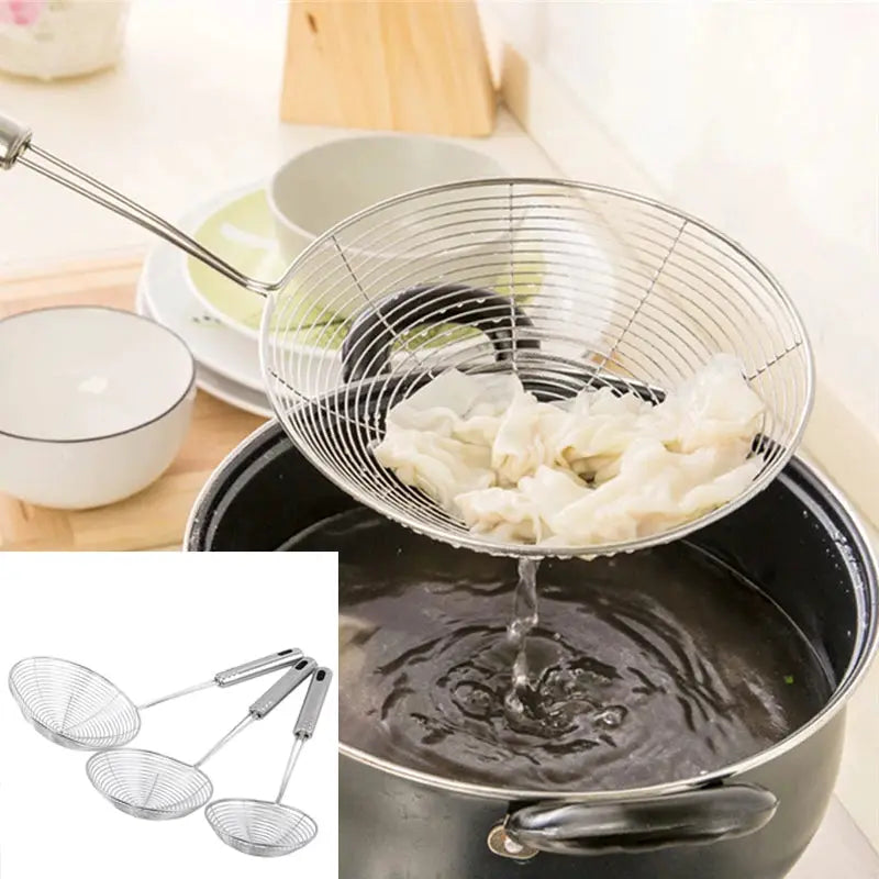 Oval Skimmer Stainless Steel Filter Mesh For Oil Pot And Fried Food Straining Colander Kitchen Tool