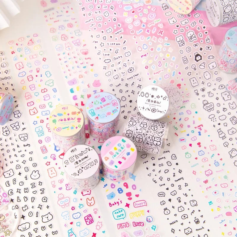 Mr.paper 200cm hand-drawn small pattern decorative planner tape set; pastel multicolor kawaii motifs by Simples Market
