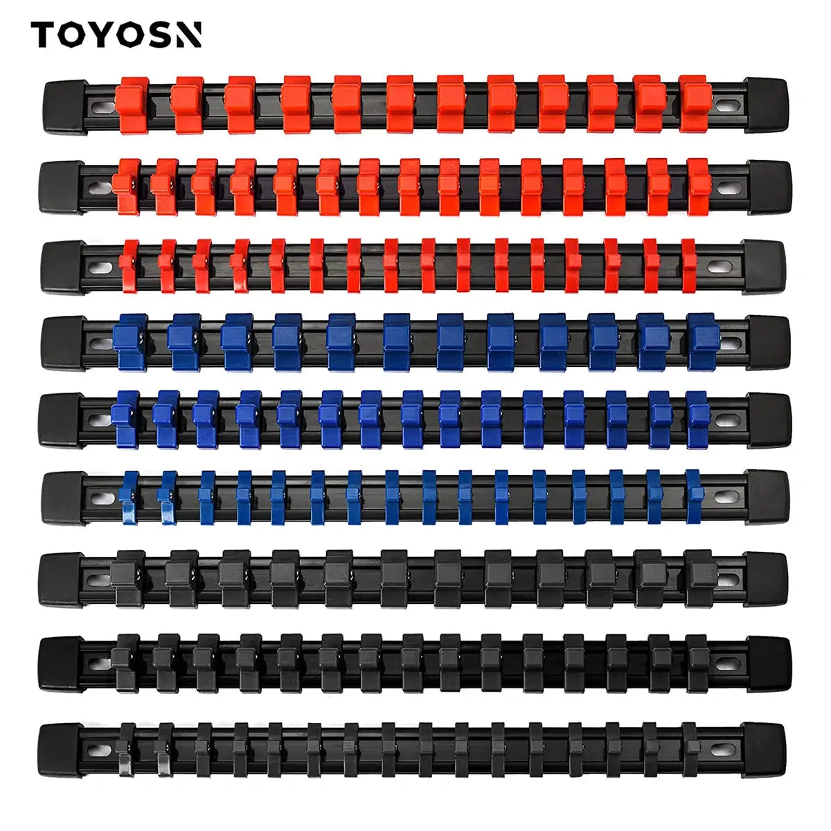 Durable Plastic Socket Organizer Rail Bracket For Quarter Inch Three Eighths And Half Inch Wrenches