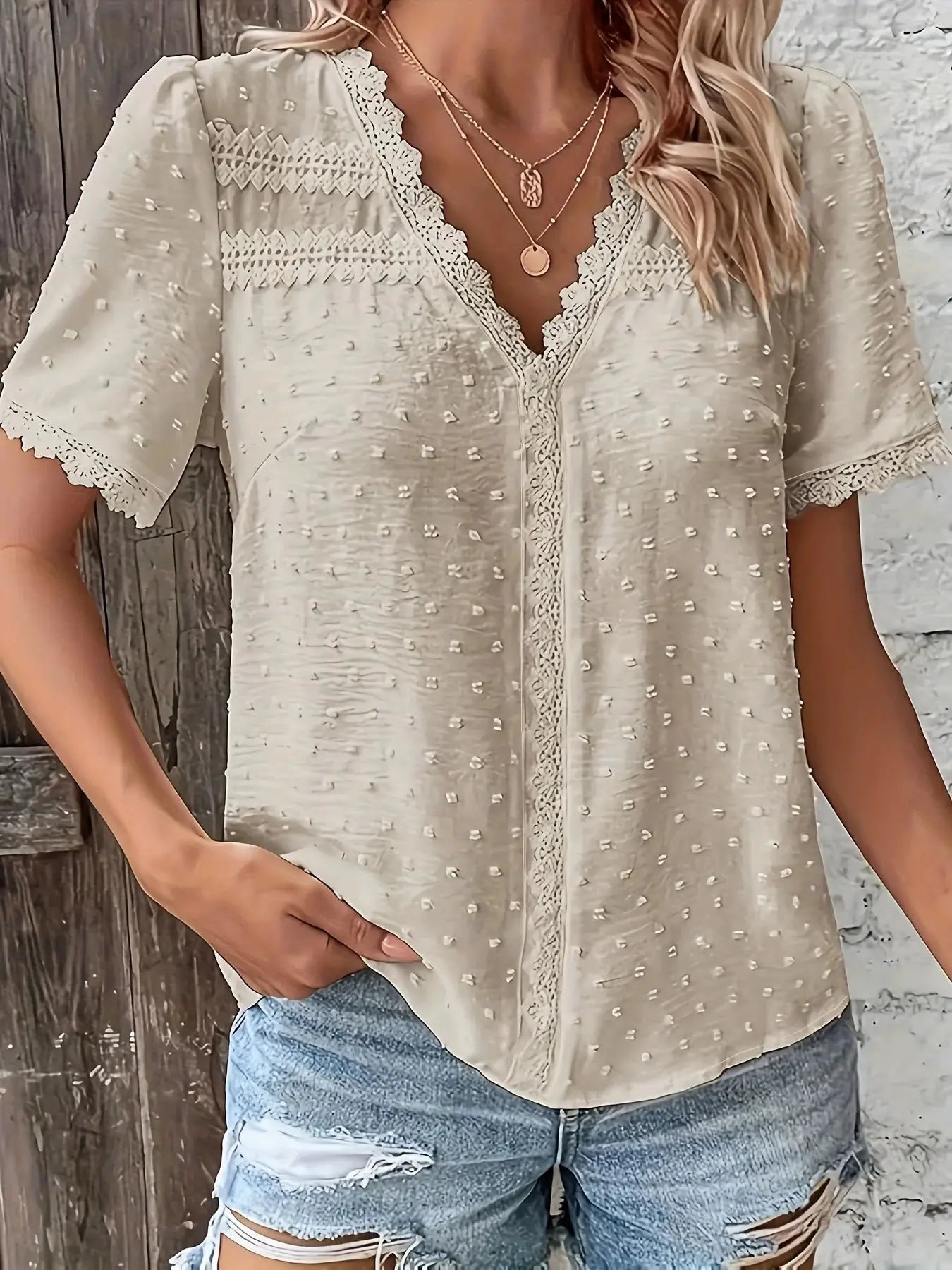 LuxeWear Women Plus Size Loose Fit Shirt Breathable Polyester Tatting Weave For All Day Comfort