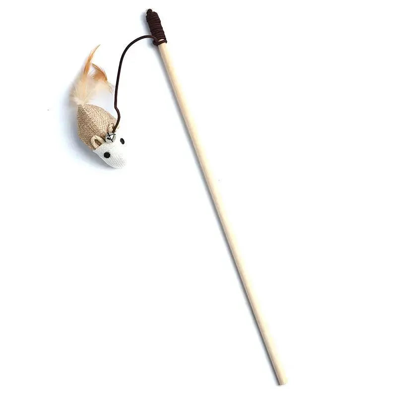 Teaser Feather Cat Wand Toy With Wood Rod Interactive Kitten Toy Colorful Feathers For Exercise And Bonding