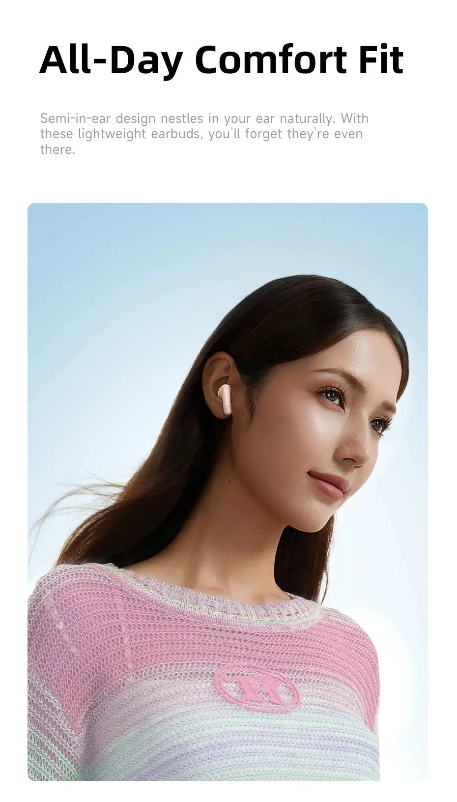 Baseus BS2 Lite true wireless earbuds in pink, semi-in-ear design with two mics