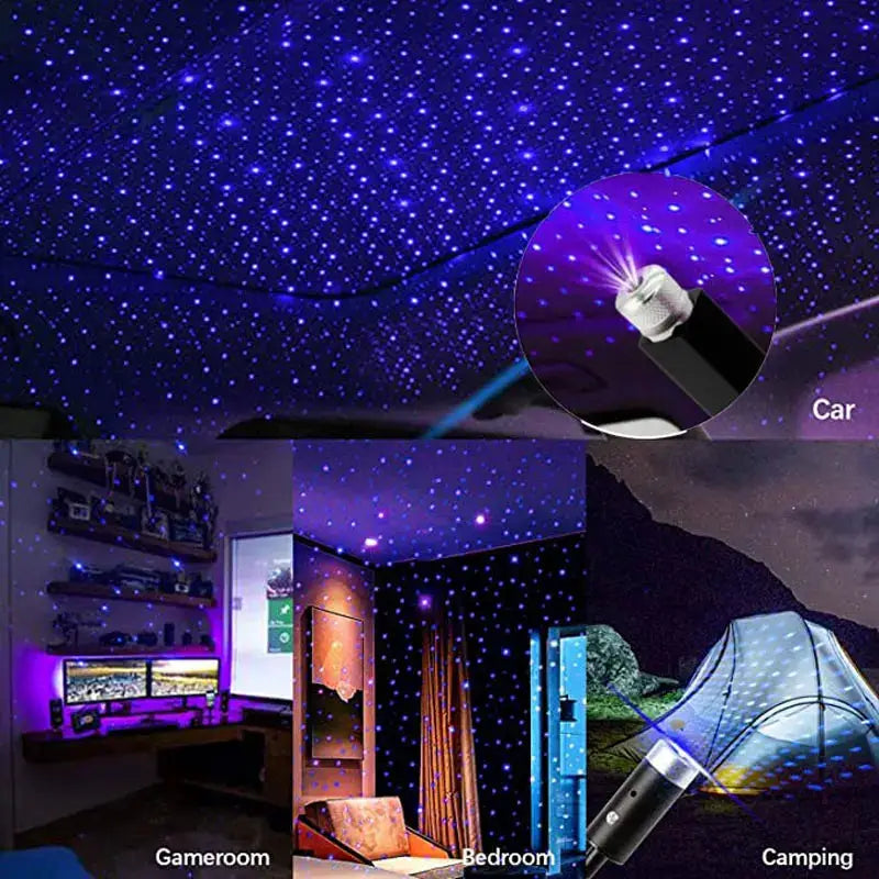 LED Starry Sky Lamp 5V USB Powered Galaxy Projector for Car Interior and Room Ceiling Decor