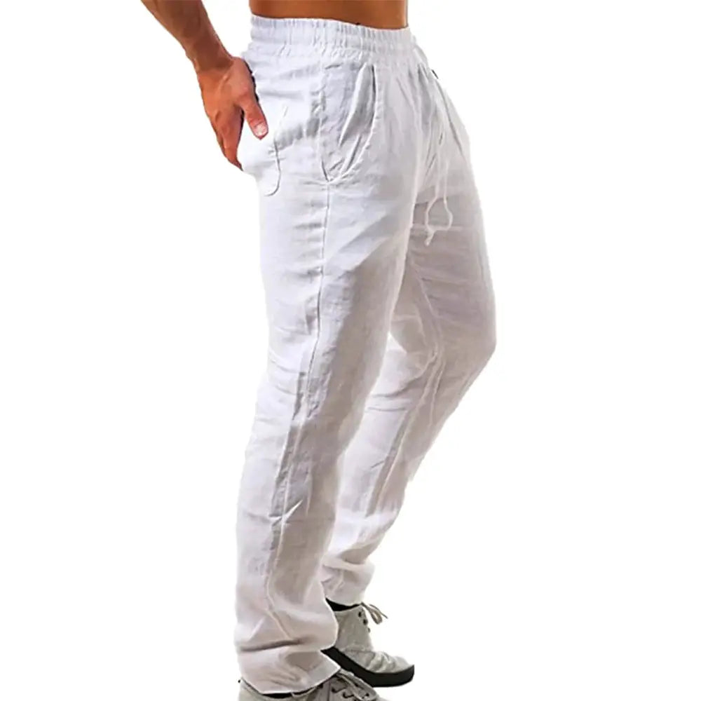 Men's Cotton Linen Pants Breathable Autumn Solid Color Linen Trousers Streetwear And Fitness Sizes Small Through 3XL