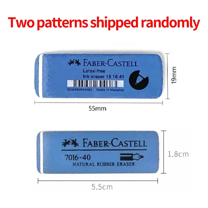 Faber-Castell blue natural rubber eraser, 3-pack, for gel/ink/ballpoint/fountain pens