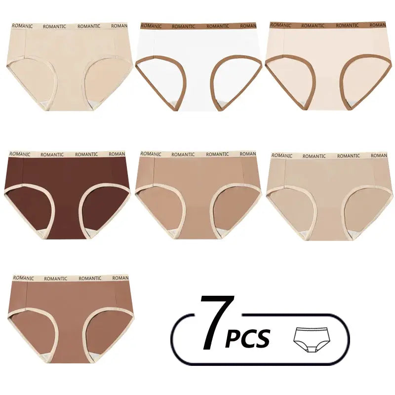 Simples Market 7-piece cotton women’s panties set in assorted colors